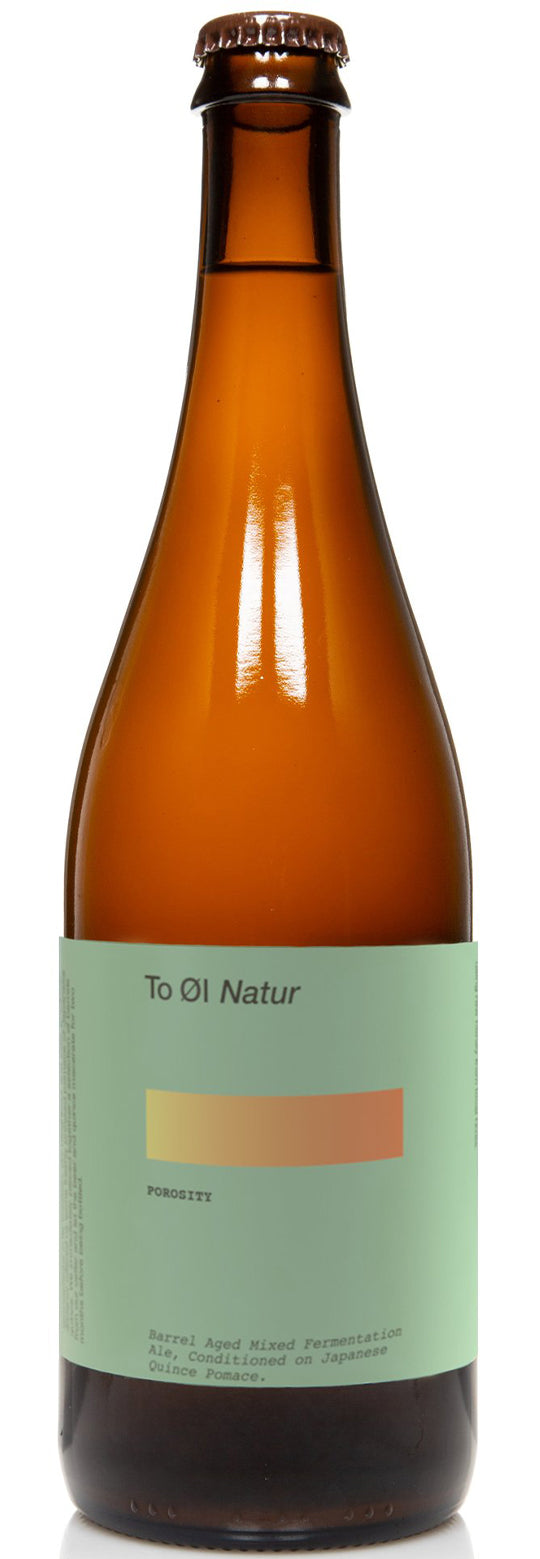 A bottle of BA mixed fermentation ale, labeled 'Toil Natur', conditioned on Japanese Quince Pomace