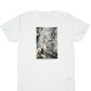 White t-shirt with a graphic design of Sur Blomst.
